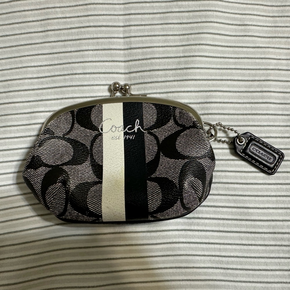 Coach Black and Gray Coin Purse